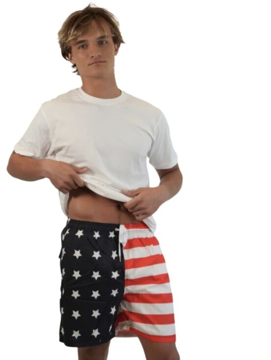 Cat & Jack Other - #6115 American Flag Swim Trunks - Stars & Stripes